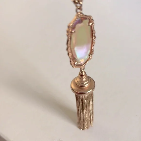 EUC [Kendra Scott] Everly Gold-Tone Iridescent Long Pendant Tassel Necklace - Picture 13 of 14